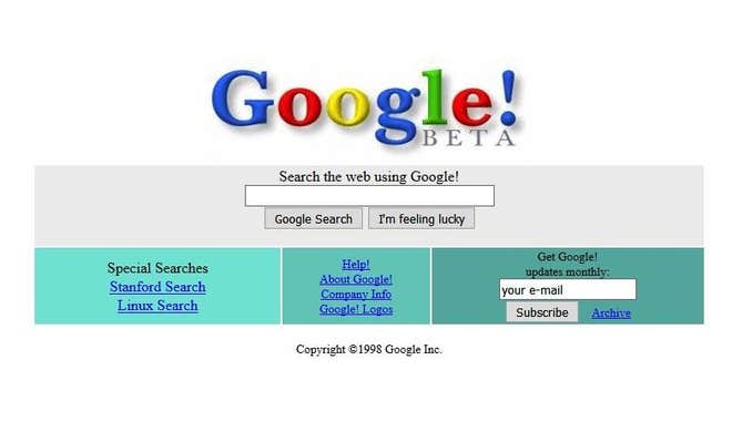 Google fête ses 21 ans aujourd'hui ! 1 Google en 1998