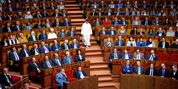 Une photo prise le 19 avril 2017 montre le Parlement lors d'une réunion publique conjointe consacrée à la présentation du programme du gouvernement par le Premier ministre du Maroc, nouvellement nommé, à Rabat (Maroc) le 19 avril 2017 © Fadel Senna/AFP