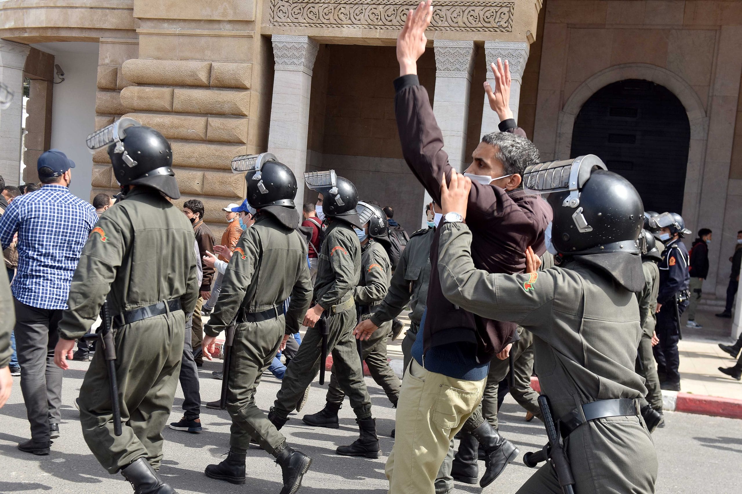 Photo prise lors de la manifestation des contractuels à Rabat © Mounir Mehimdate