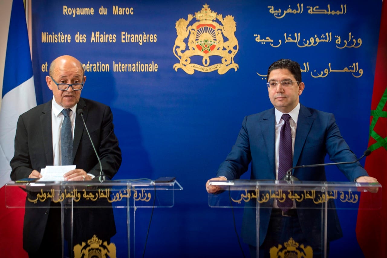 Le ministre des Affaires étrangères, Nasser Bourita, et son homologue français Jean-Yves Le Drian ©️ DR