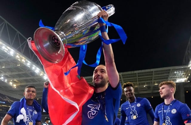 Champions League : les Lions de l’Atlas célèbrent le sacre de Ziyech 2 Hakim Ziyech remporte sa première Ligue des Champions avec Chelsea © DR