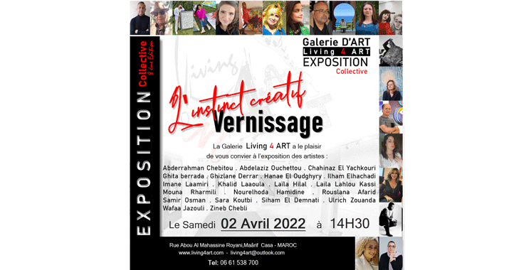Du 2 au 30 avril, “L’instinct créatif”, une exposition collective à la galerie Living 4 Art 2 “L’instinct créatif”, une exposition collective du 02 au 30 avril à Casablanca © DR