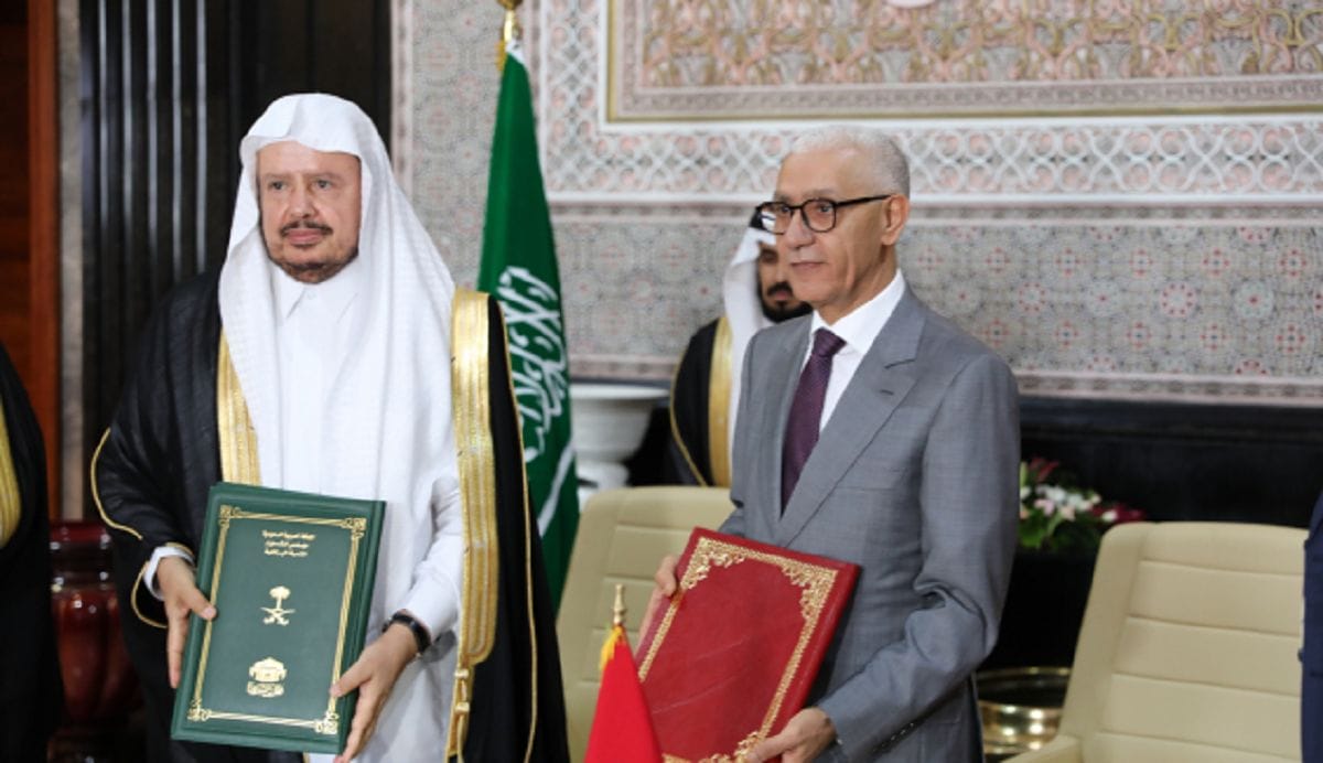 Rachid Talbi Alami, président de la Chambre des représentants, en compagnie du président du Conseil saoudien de la Choura, Abdullah Ibn Muhammad Al Ash-Sheikh © DR