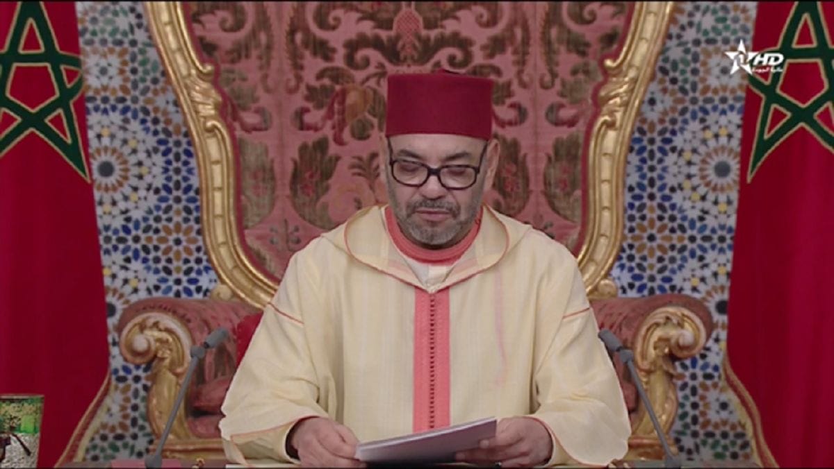 Discours royal Le roi Mohammed VI lors de son discours à l’occasion du 69e anniversaire de la Révolution du Roi et du Peuple © Capture d’écran Al Aoula