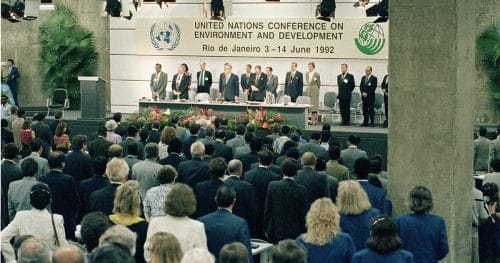 Ouverture de la Conférence des Nations unies sur l’environnement et le développement de Rio de Janeiro, le 3 juin 1992. 