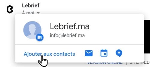 ajout contact gmail
