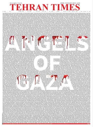 Anges de Gaza - Les noms des 3.457 enfants qui ont été martyrisés à Gaza jusqu’à présent ne tenaient pas sur cette page ! Ce n'est que le nom de 1.000 d'entre eux.