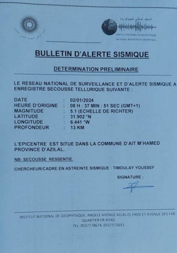 seisme Beni Mellal