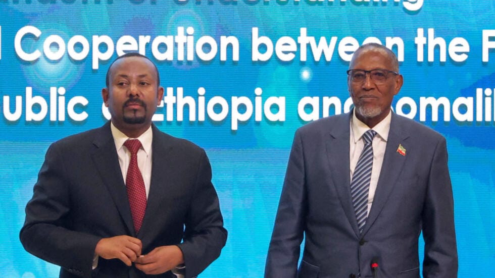 ETHIOPIA-SOMALILAND Abiy Ahmed et Muse Bihi Abdi
