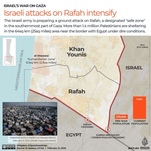 «Les portes de l’enfer se sont ouvertes» à Rafah la nuit dernière 1 INTERACTIVE Israeli attacks on Rafah intensify 1707724888