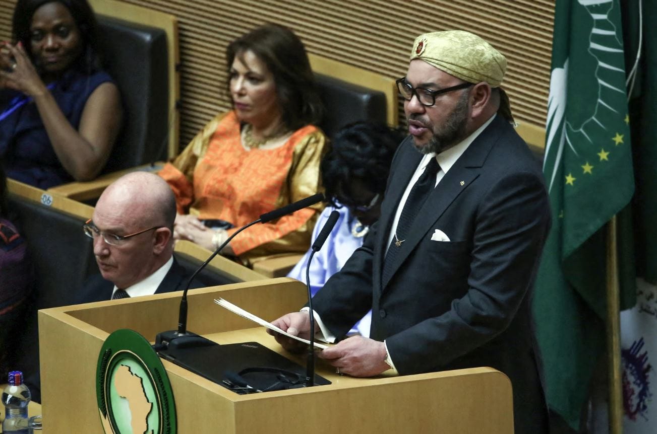 Le roi Mohammed VI lors du 28e sommet de l’Union africaine (UA), à Addis-Abeba, le 31 janvier 2017. © Minasse Wondimu Hailu / Anadolu Agency via AFP