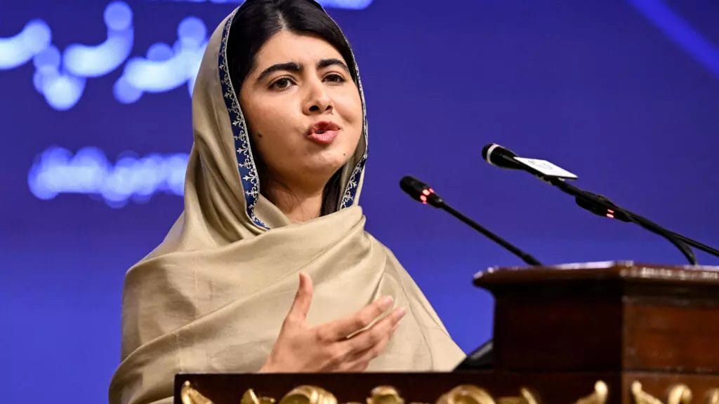 Malala Yousafzai, prix Nobel de la Paix, s'exprime lors du sommet sur l'éducation des filles dans les communautés musulmanes, à Islamabad, le 12 janvier 2025. © Aamir Qureshi, AFP
