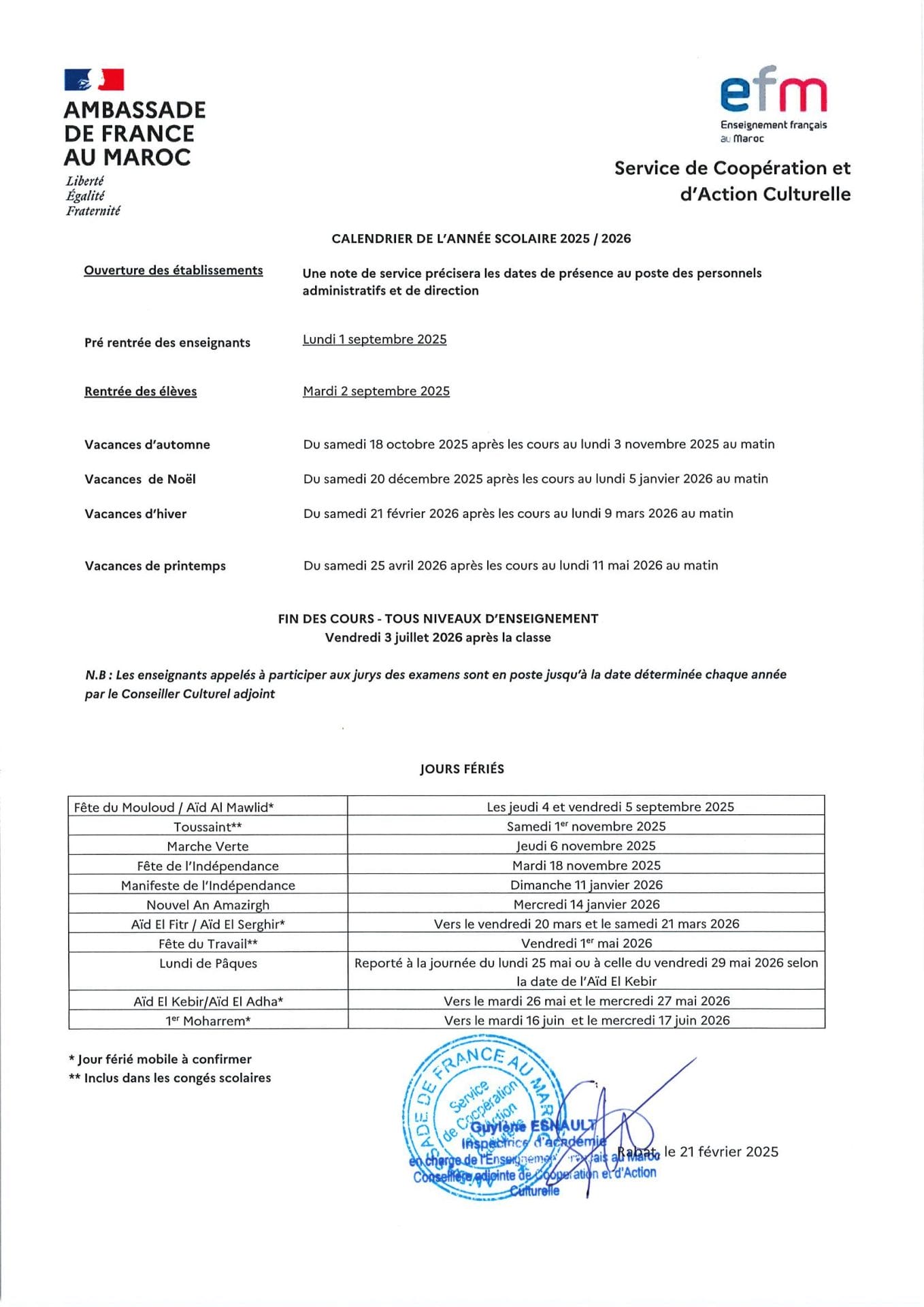Une rentrée scolaire 2025/2026 : le point pour l’enseignement marocain et français