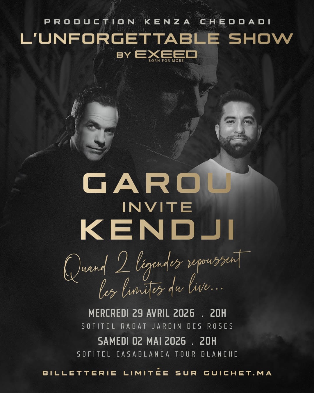 &laquo; L&rsquo;Unforgettable Show &raquo; : Garou et Kendji Girac r&eacute;unis pour deux soir&eacute;es d&rsquo;exception au Maroc